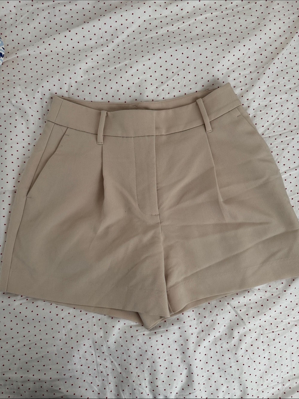 Nine West Beige High-Waist Tailored Shorts